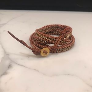 Chan Luu Gold Link & Leather Wrap Bracelet